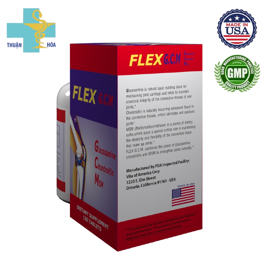 Flex G.C.M chai 120 viên - Giúp Giảm Đau - Bôi Trơn Khớp - Phục Hồi Khớp Bị Thoái Hóa