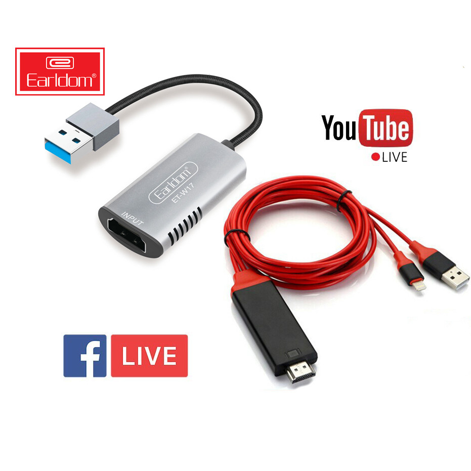 Bộ Thiết Bị Live Stream Dành Cho Điện Thoại USB Video Capture Card Earldom W17 - Hàng Chính Hãng