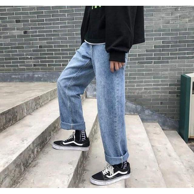 ( Jean Dày)Quần Jean Nam - Quần  Baggy Jean unisex ống rộng phong cách bụi Cá tính.