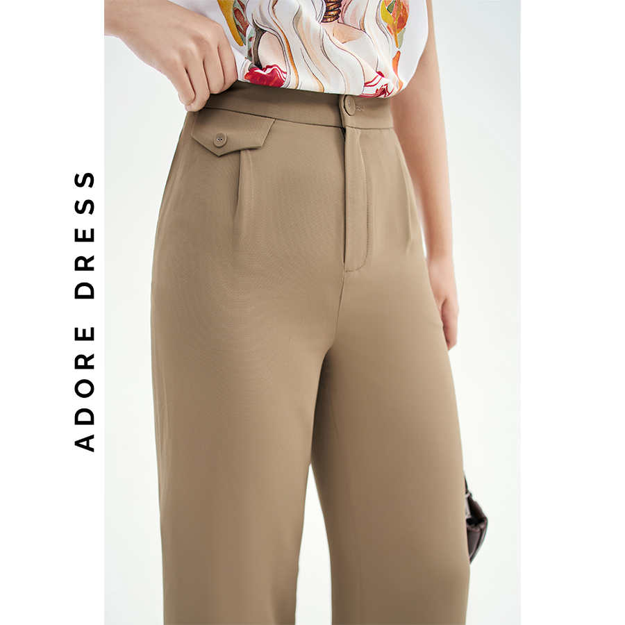 Quần Culottes casual style tuytsy trơn beige nắp túi 311TR2011 ADORE DRESS