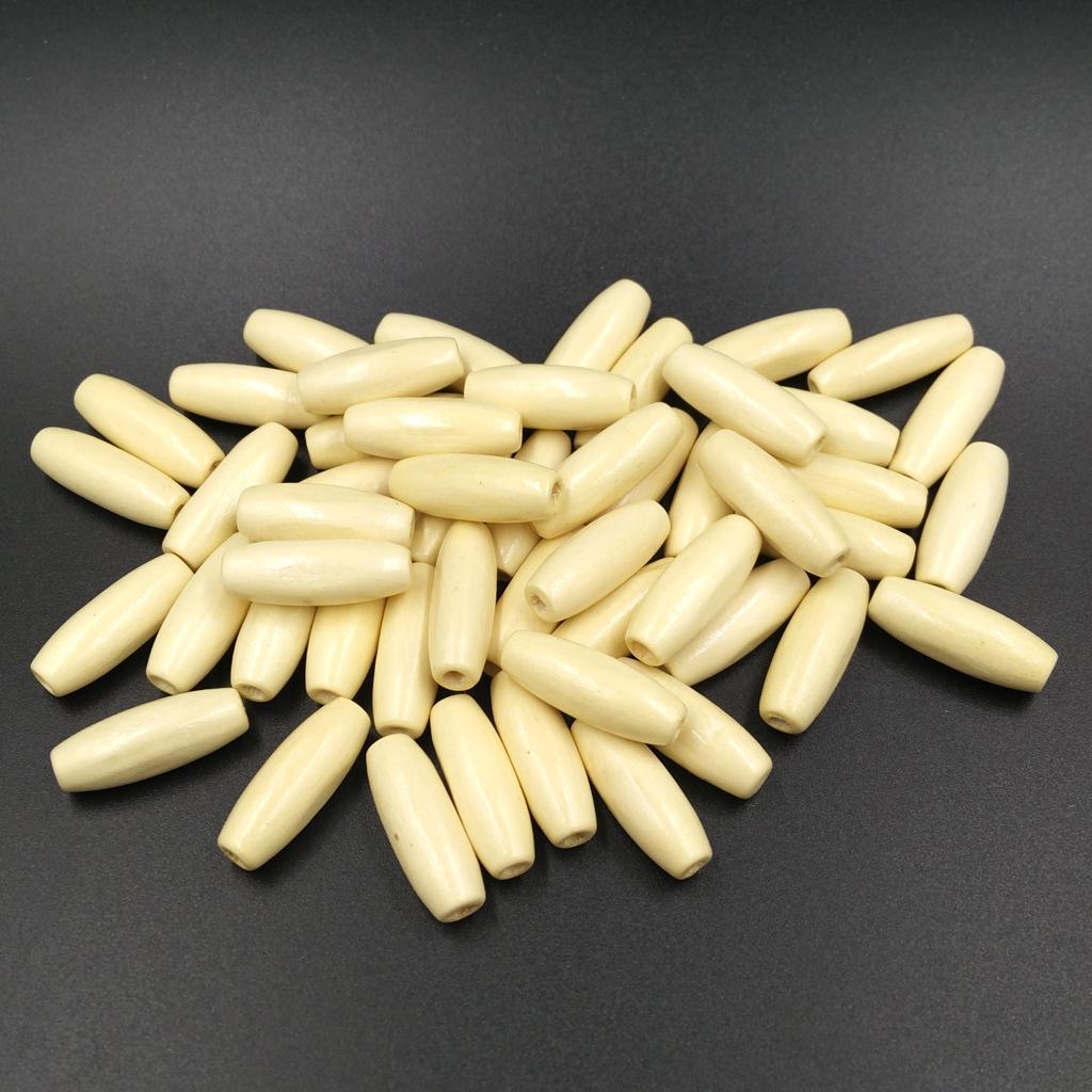 100 Pieces Mixed Art Wood Oval Loose Beads Wood Tube Bead Wooden Beads for DIY Jewelry Making Bracelet Charms Home Decoration Crafting Beads Dark brown and Beige