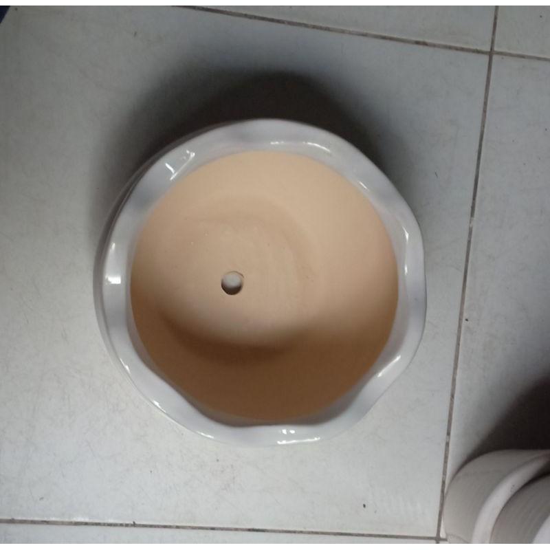 Chậu sứ trắng miệng bèo, KT: R23 x Cao14 x Đáy 14