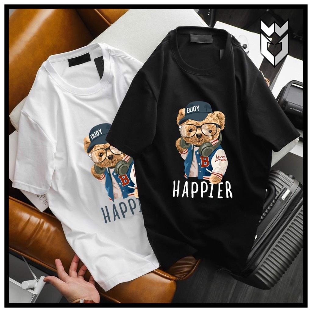 Áo Thun , áo tay lỡ áo unisex nam nữ Gấu HAPPIER, áo phông áo cộc chất Cotton đẹp co dãn 4 chiều - GW Shop