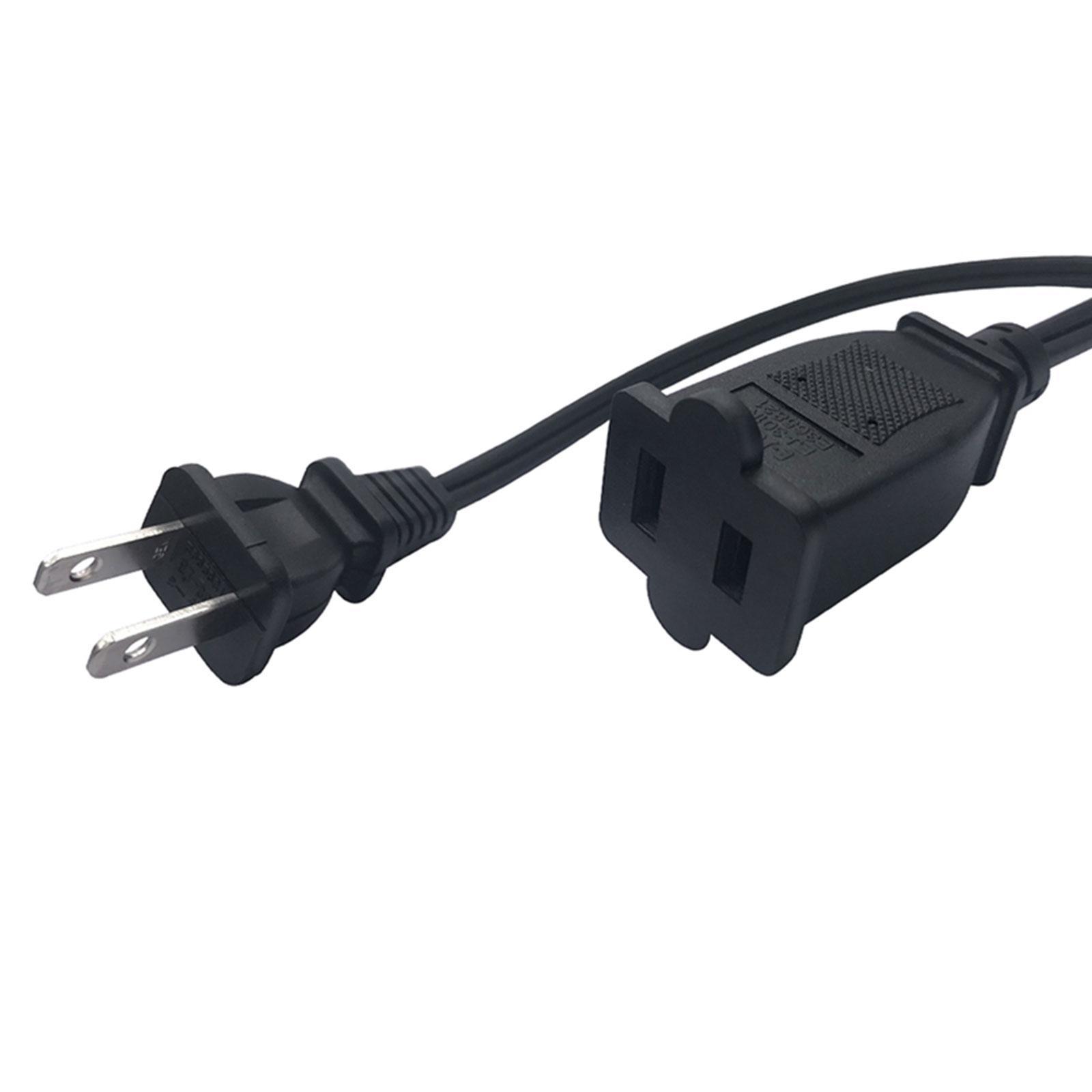 American 2Pin Male to Female Power Extension Cord Durable black