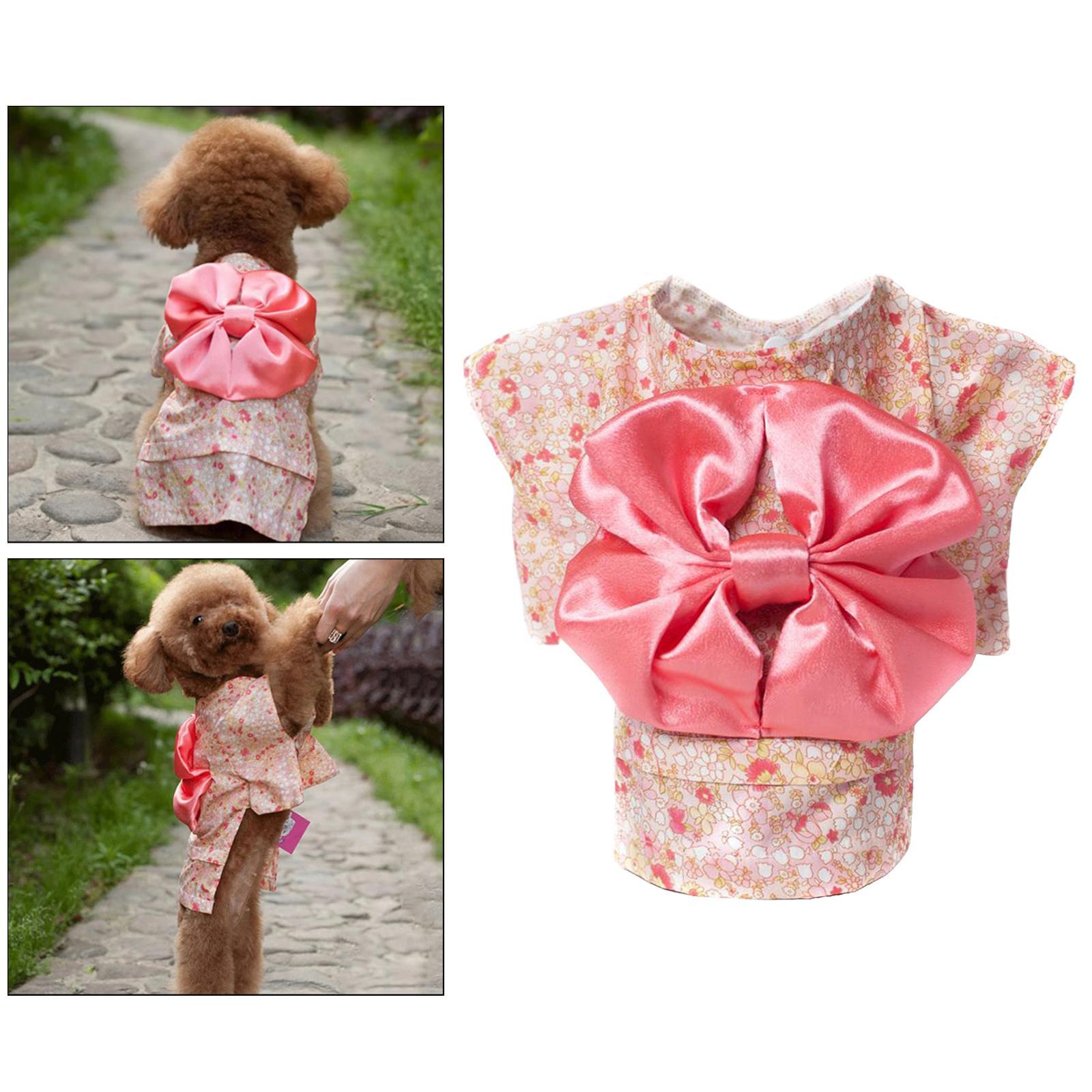 Cat Japanese Kimono Dress Up Costume Skirt Clothes for Small Dogs