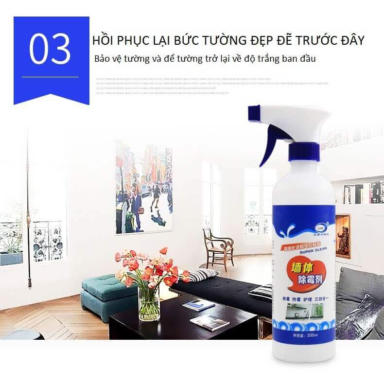 Chai Xịt Tẩy Mốc Tường Nhà 500ml Tẩy Sạch Đốm Mốc Hiệu Quả Tiện Dụng Hiệu Quả Hàng Nội Địa