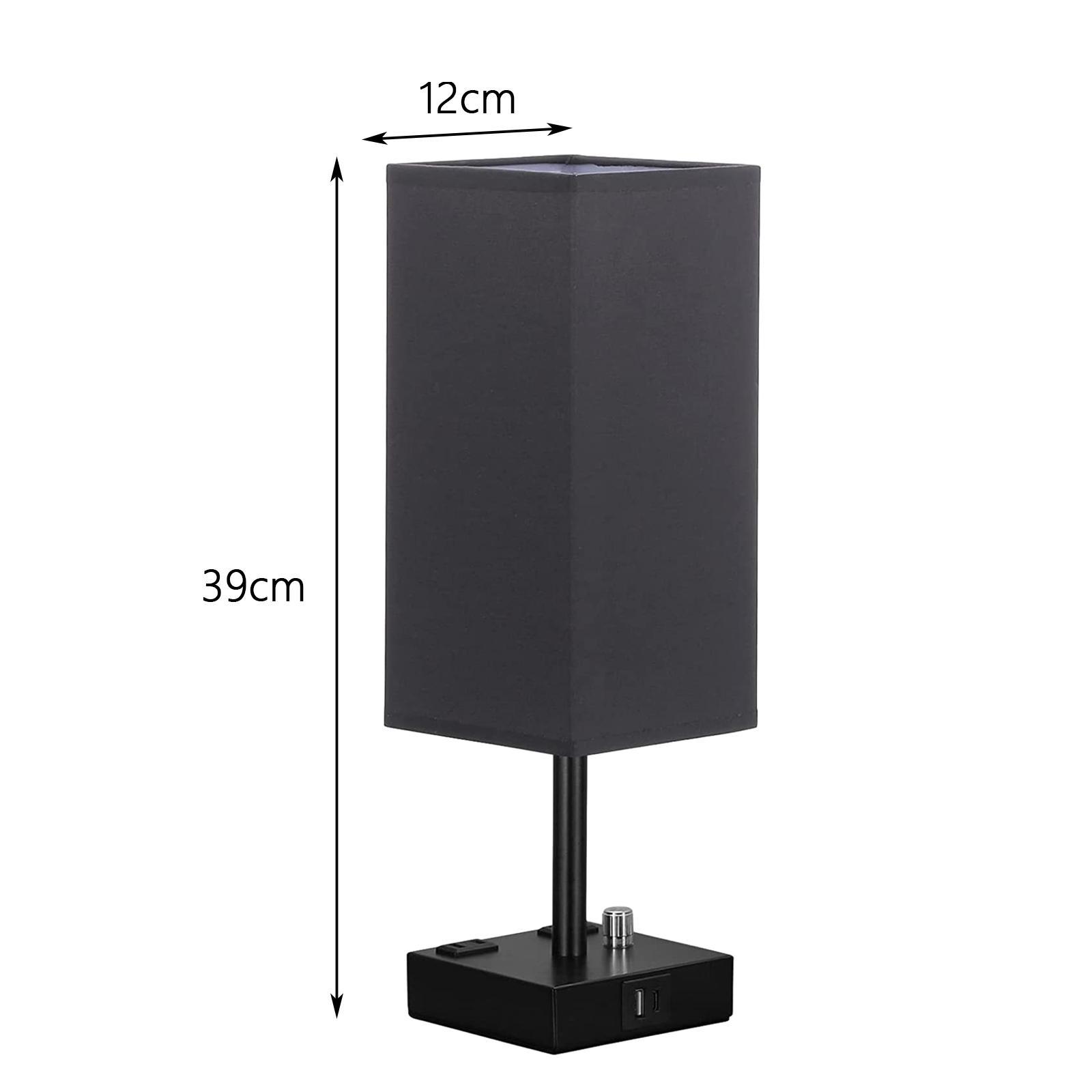Bedside Lamp, Table Lamp with USB Ports and Outlets with Linen Shade Dimmable NightStand Lamp, Desk Lamp for Room Decor
