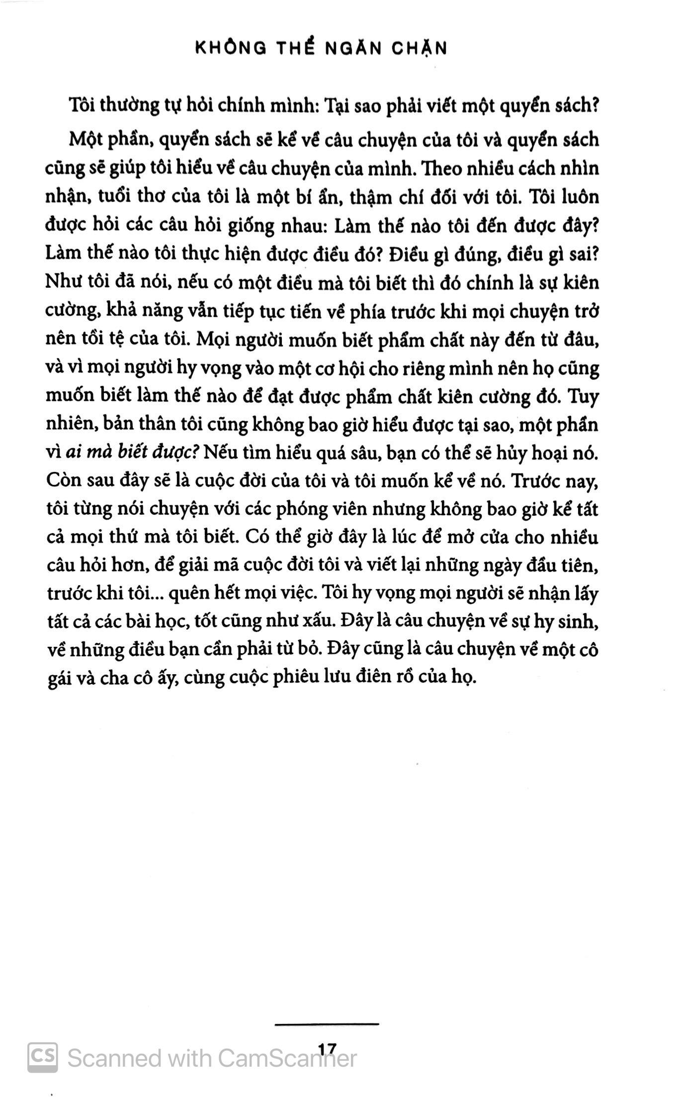 Sách Không Thể Ngăn Chặn: Chuyện Đời Tôi Đến Hôm Nay