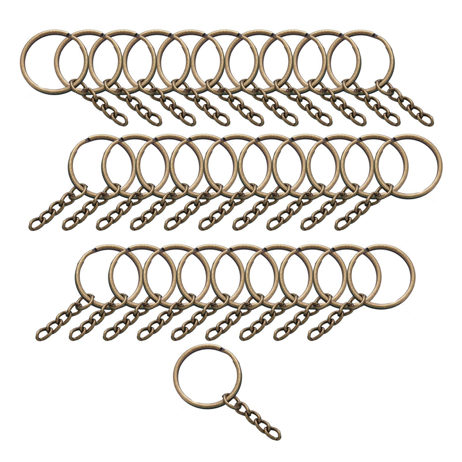 30Pcs Split Keyrings with Chain 1" 25mm Keychain Rings Key Chain Rings Set for DIY Crafts
