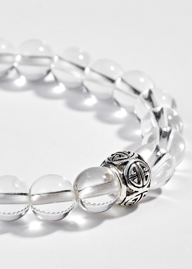 Vòng thạch anh Trắng Phối Charm Bạc