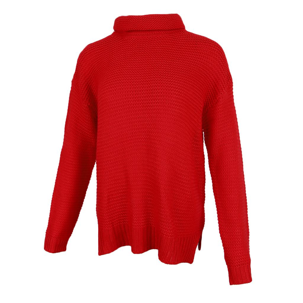 Women's Casual High Turtleneck Chunky Knit Sweater Oversized Pullover
