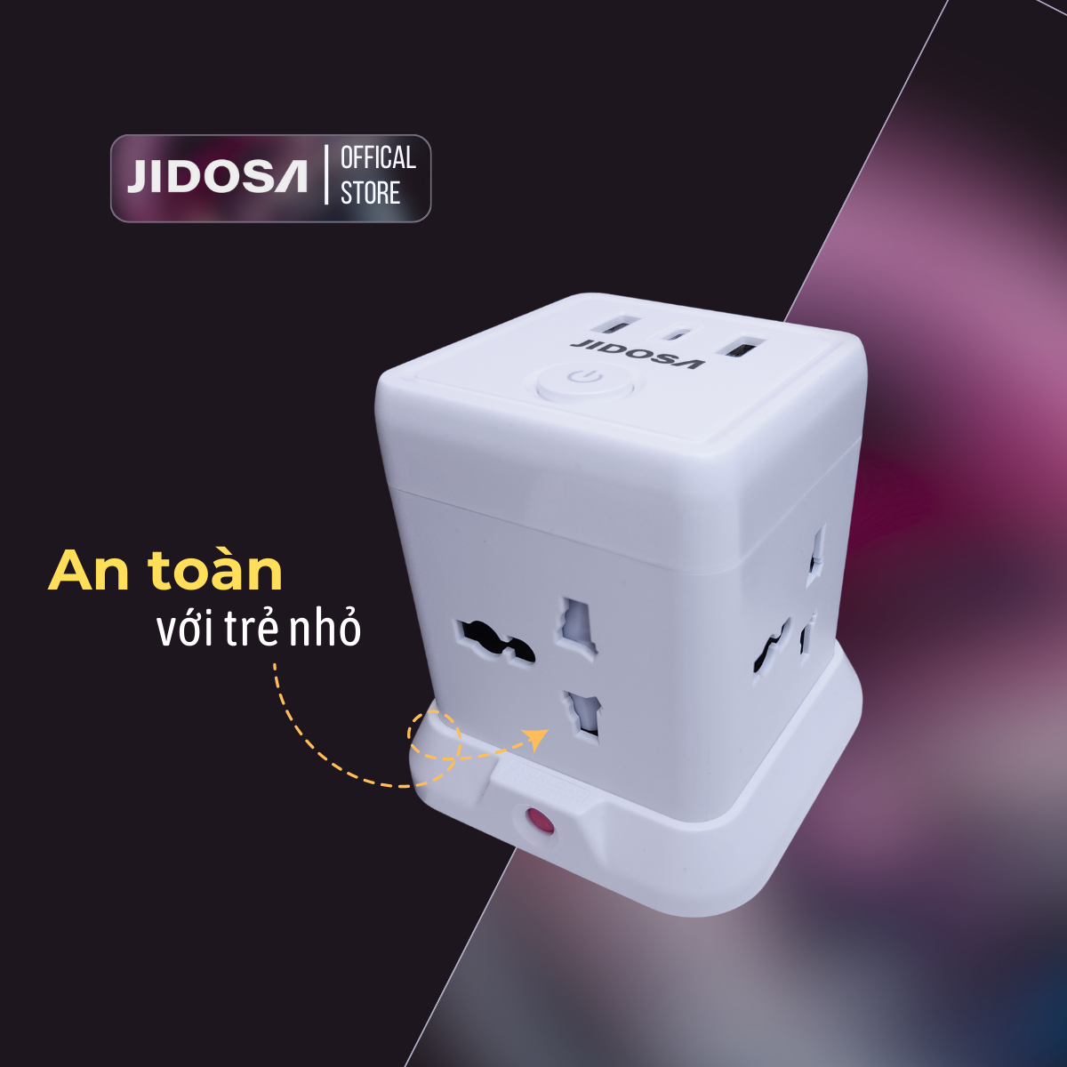 Ổ Cắm Điện JIDOSA Tích Hợp Ổ USB Và Type C Hình Tháp Đa Năng Công suất 3000w Thiết Kế Thông Minh