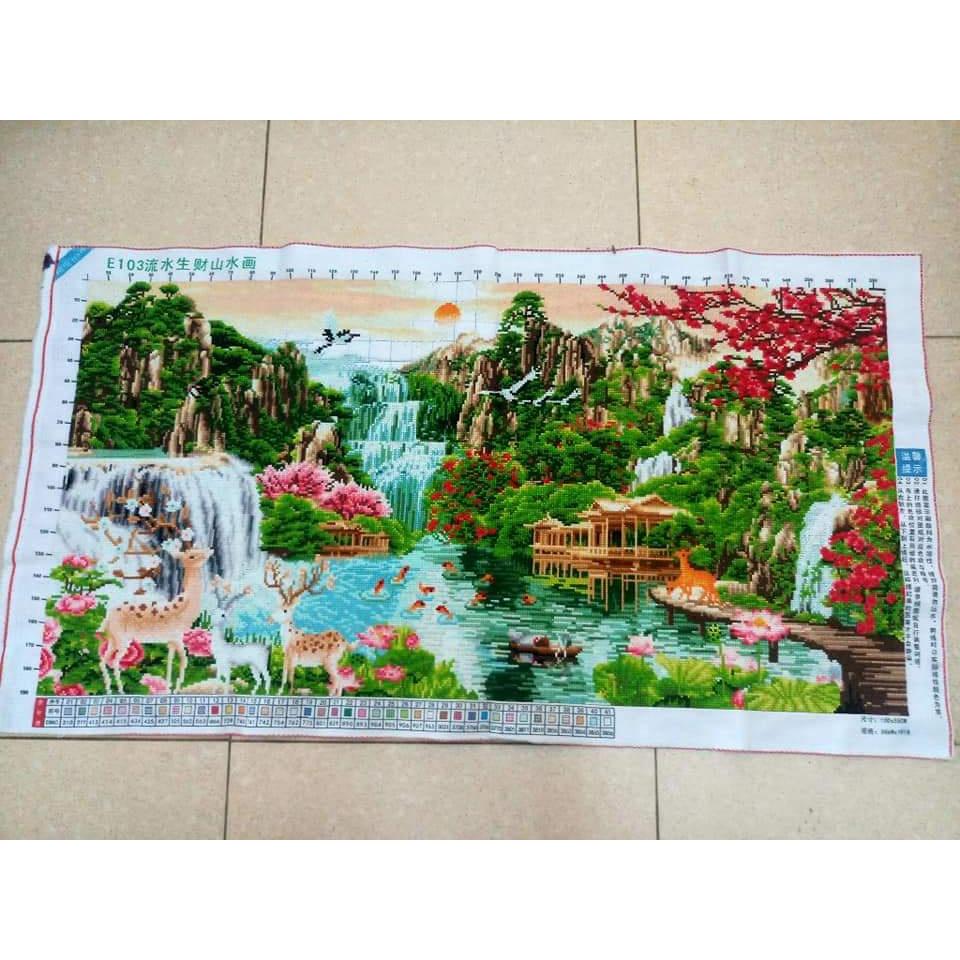 TRANH THÊU CHỮ THẬP PHONG CẢNH E103 (100x55cm) - chưa thêu