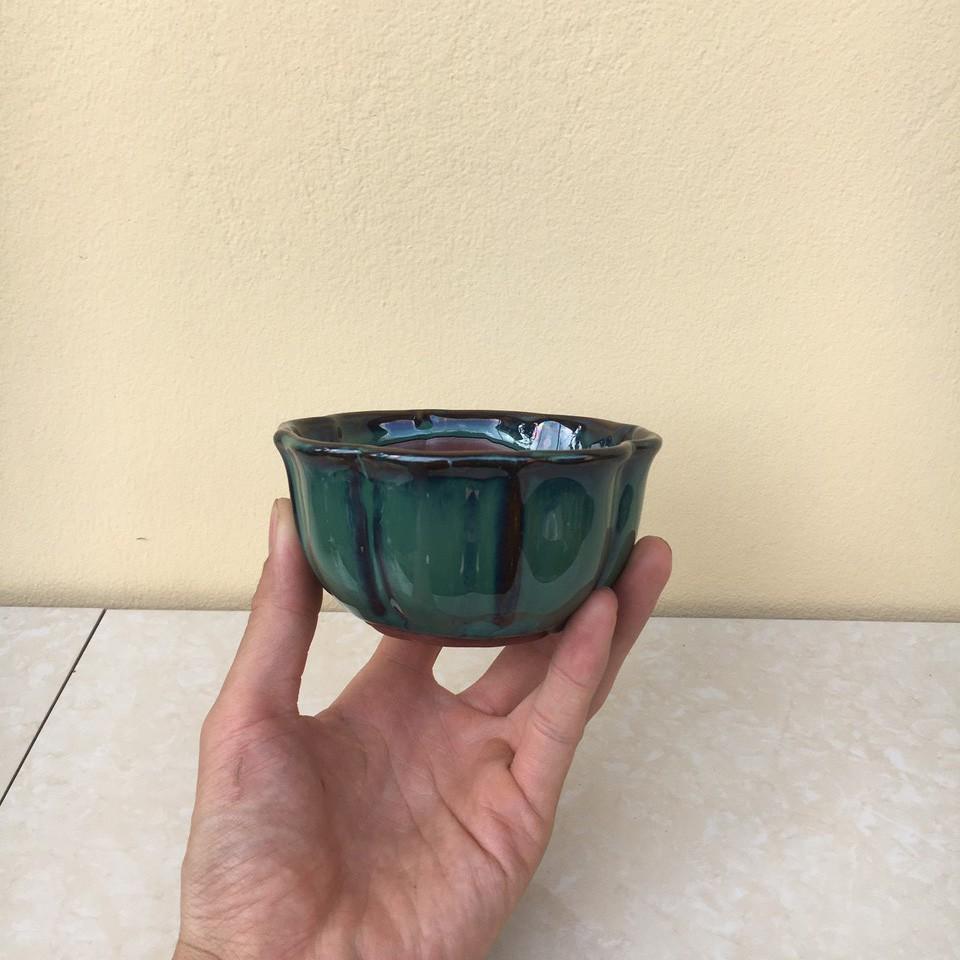 Chậu bonsai áng mây mini men hỏa biến gốm Bát tràng 1 size BM-04