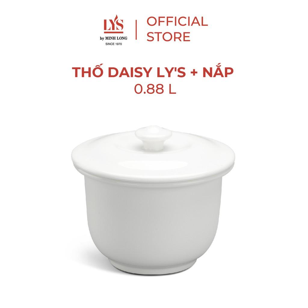 Thố cá nhân Daisy Ly's Minh Long nhiều kích thước kèm nắp màu trắng ngà gốm sứ siêu cứng cao cấp