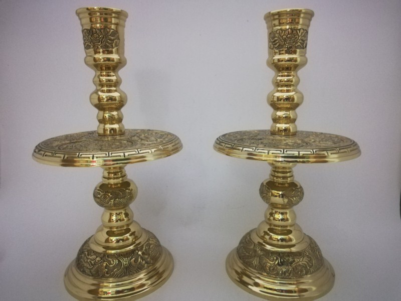 Chân nến đồng tứ linh cao 40cm