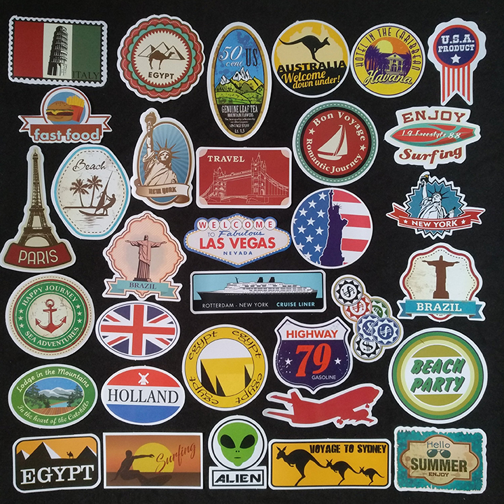 Bộ Sticker dán cao cấp chủ đề DU LỊCH - TRAVEL - Dùng dán Xe, dán mũ bảo hiểm, dán Laptop