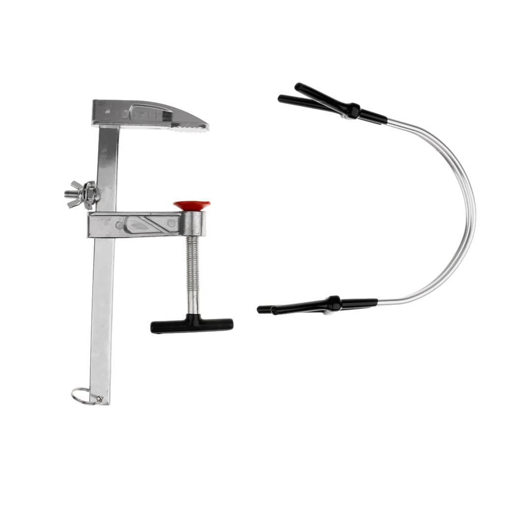 Adjustable Aluminium Alloy Raft Boat Fishing Rod Holder with Clamp Silver