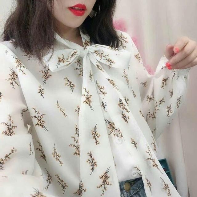 Sơ mi nơ hoa nhí vintage