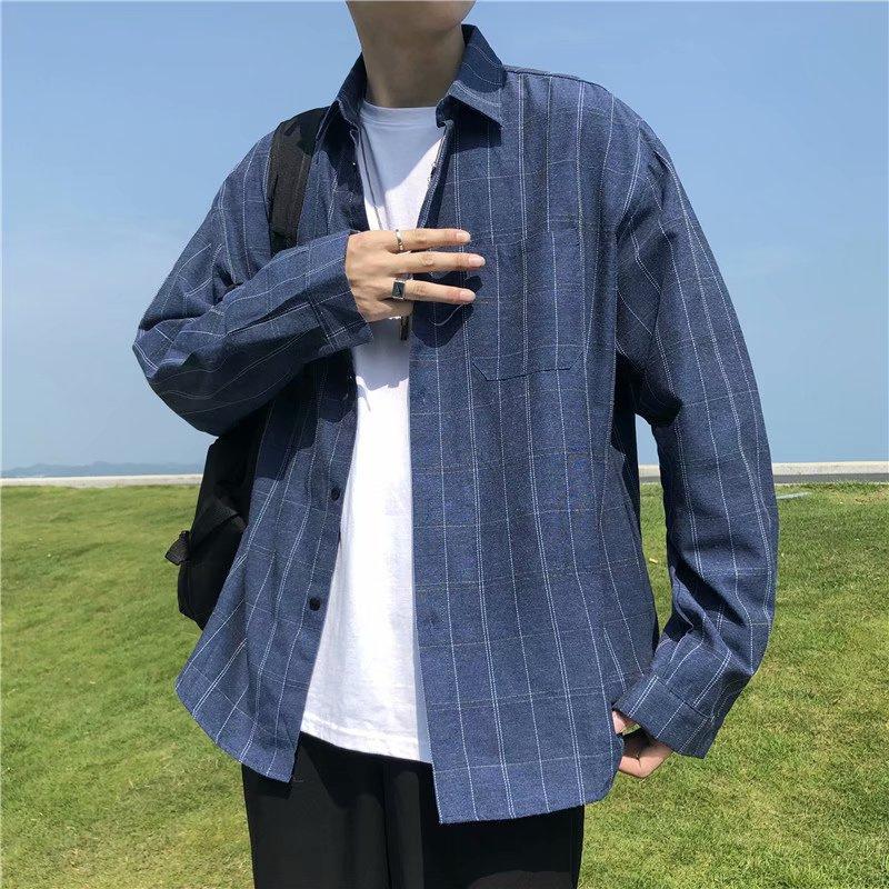 Áo Sơ Mi Dài Tay Thời Trang Hàn Quốc Cho Nam Cỡ S-3Xl