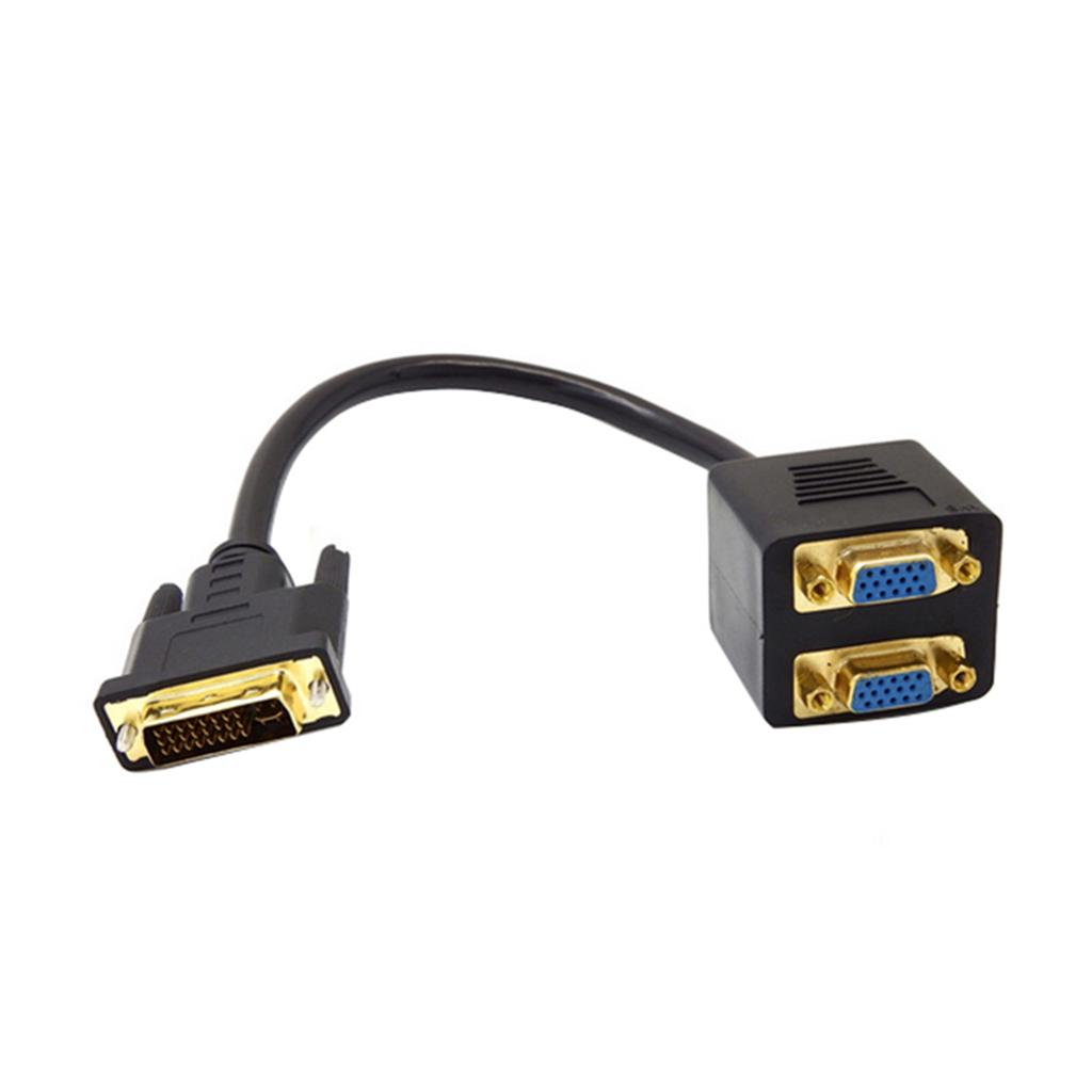 24+5 DVI-I Single Link Male to Dual VGA Ports Splitter Video Cable Adapter 0.25M/0.8FT