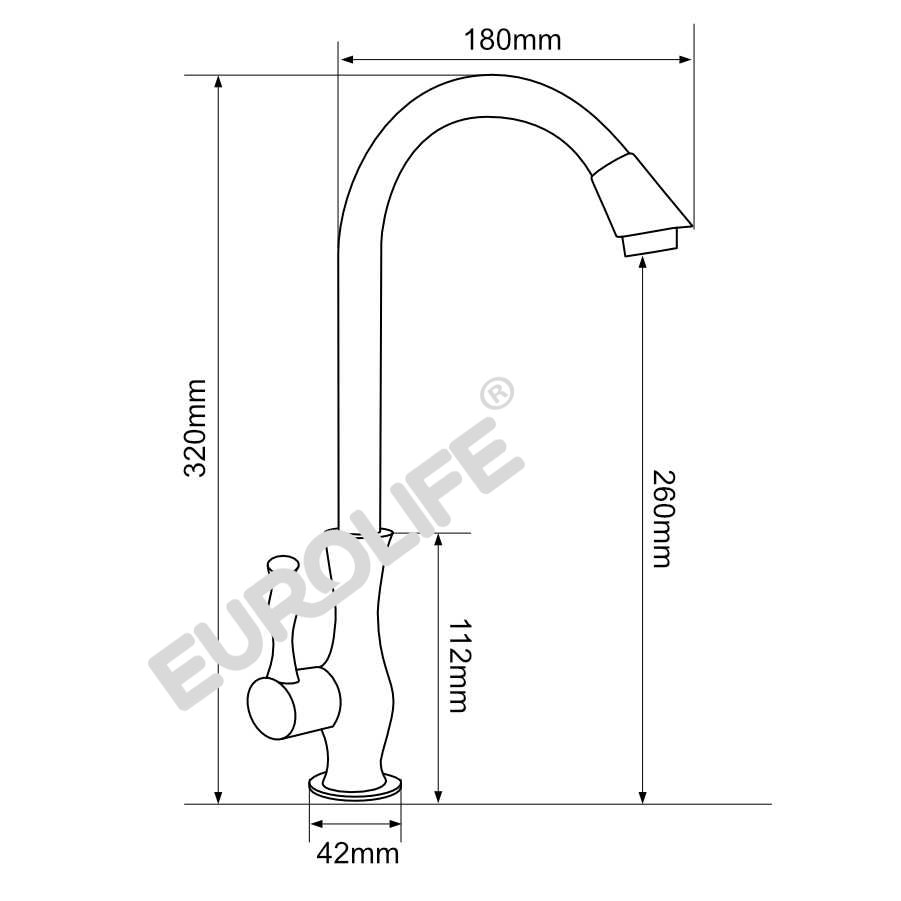 Vòi rửa chén lạnh Eurolife EL-RC03 (Trắng bạc)