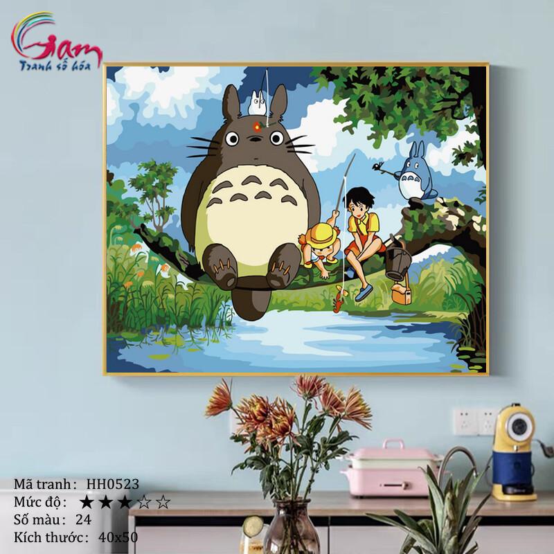 Tranh tự tô màu sơn dầu kỹ thuật số hoạt hình Totoro HH0523