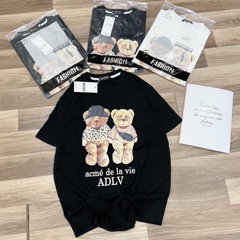 Áo thun nữ dáng unisex hình gấu đôi dễ thương