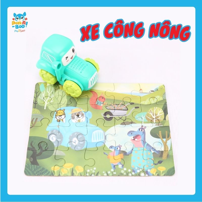 Đồ Chơi PEEK A BOO Bộ 6 Xe Mini Kèm Xếp Hình Vui Nhộn PAB012