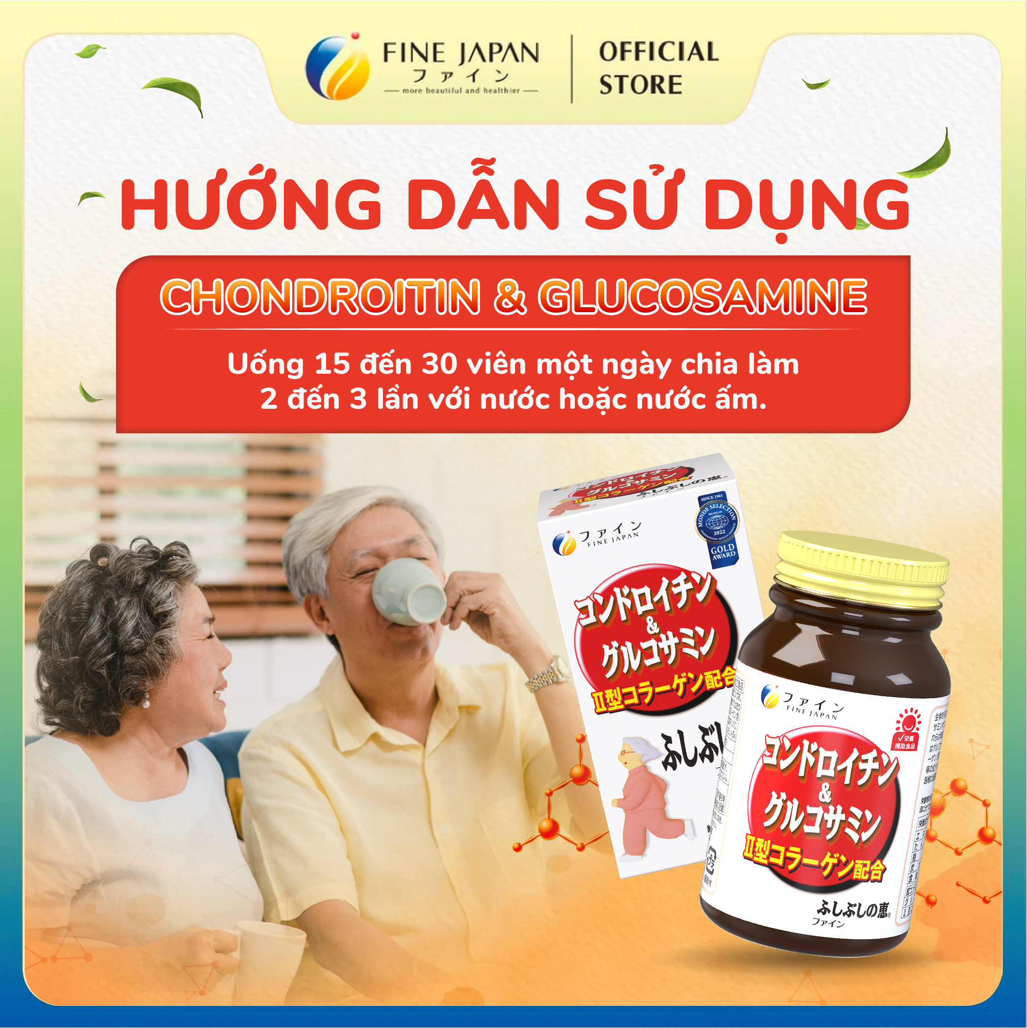 Viên uống Chondroitin & Glucosamin Fine Japan hỗ trợ giảm đau nhức xương khớp 545 viên