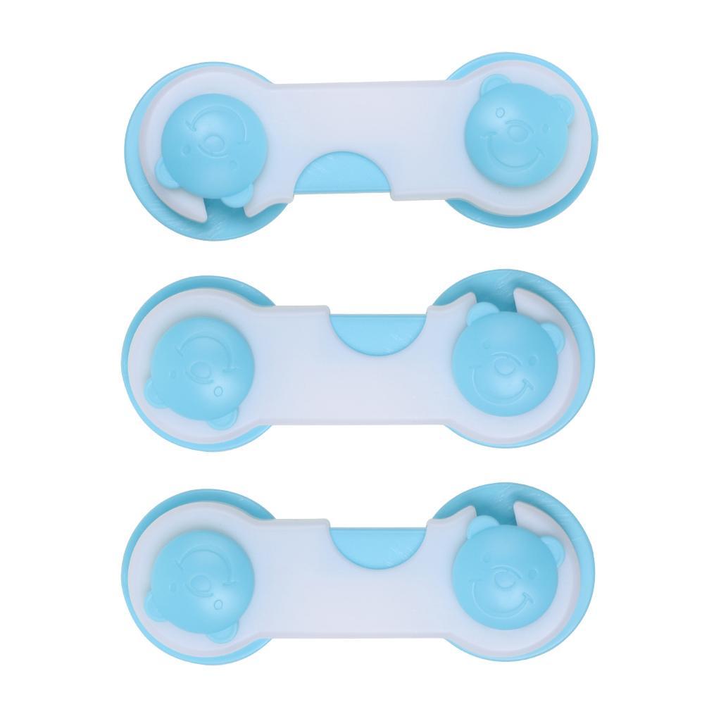 3x Toddler Child Baby Safety Locks Proofing for Door Drawers Cabinet Toilet Seat Fridge Blue