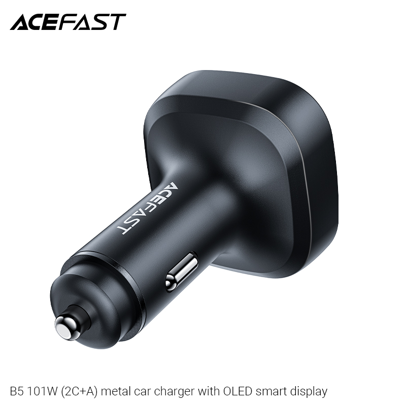 Sạc ô tô Acefast 101W 3 cổng 2xUSB-C + USB-A có đèn hiển thị - B5 Hàng chính hãng Acefast