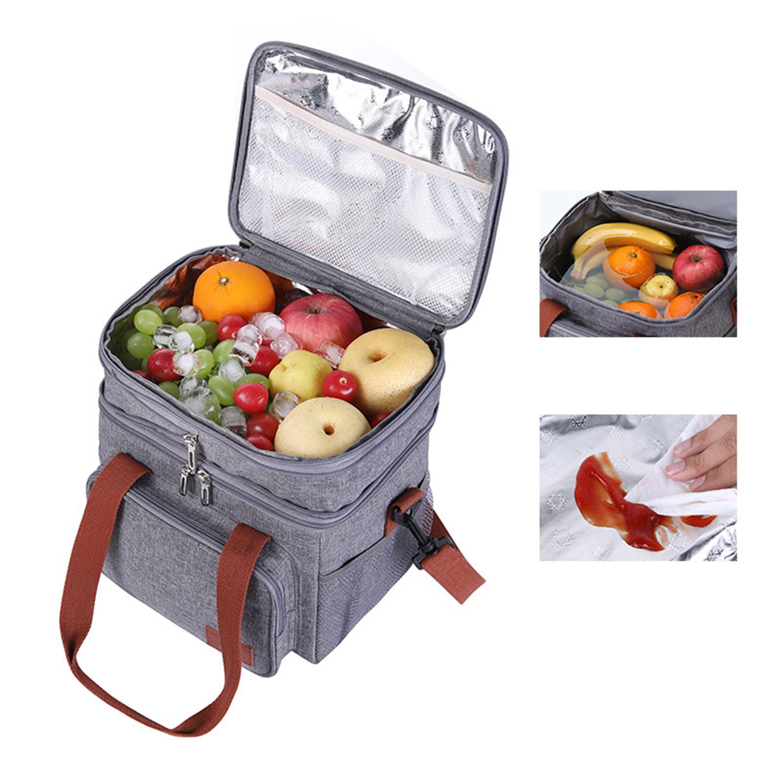 Reusable Adult Lunch Box with Adjustable Strap Front Pocket for Picnic Beach