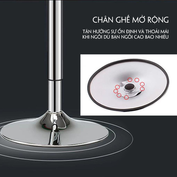 Ghế bar nâng hạ chân đế sắt kim loại để chân xoay 360 độ