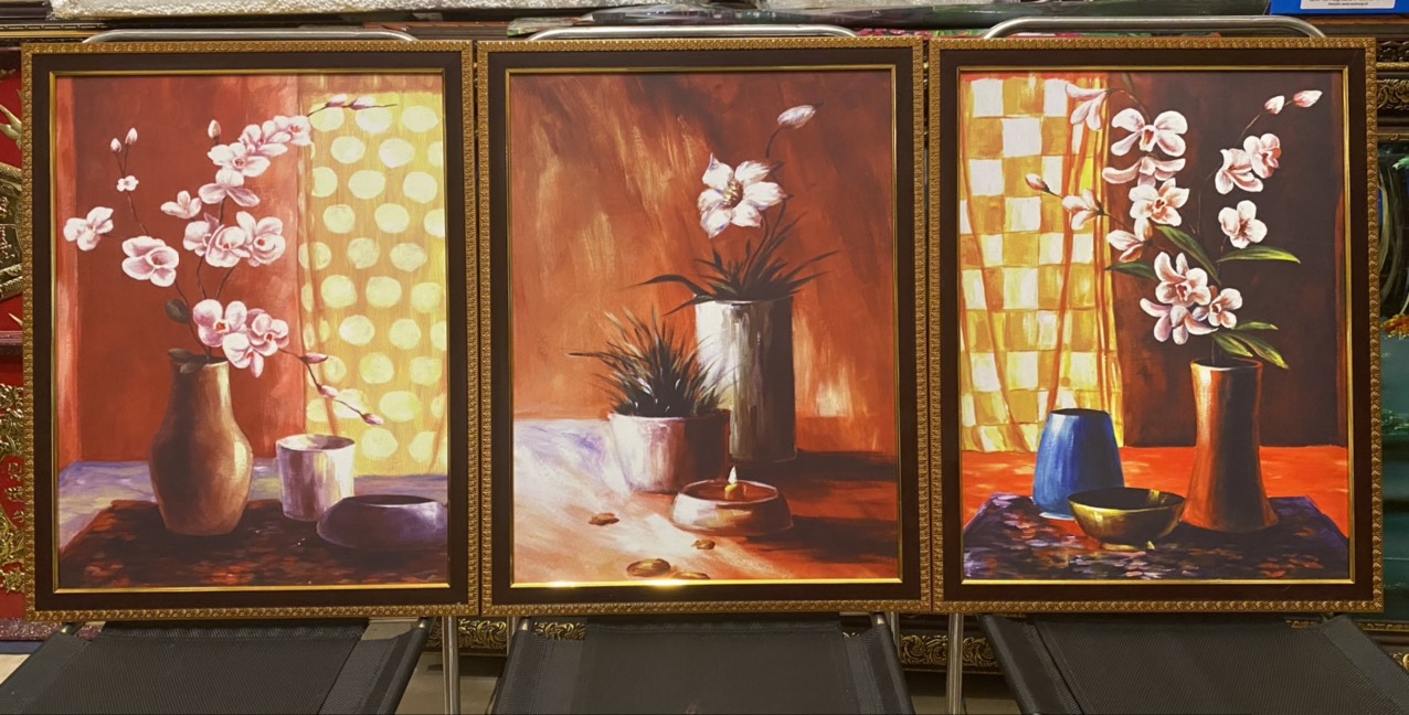 Tranh in dầu bộ 3 tấm hoa - IN165