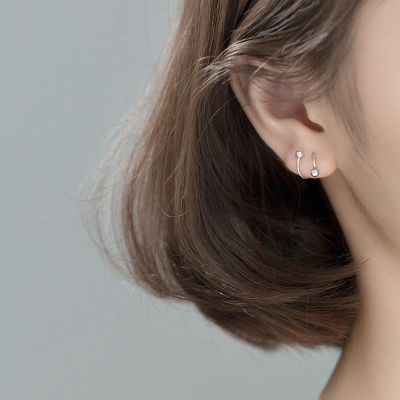 Khuyên tai bạc Ý s925 nút xoắn bị 2 đầu G6289 - AROCH Jewelry