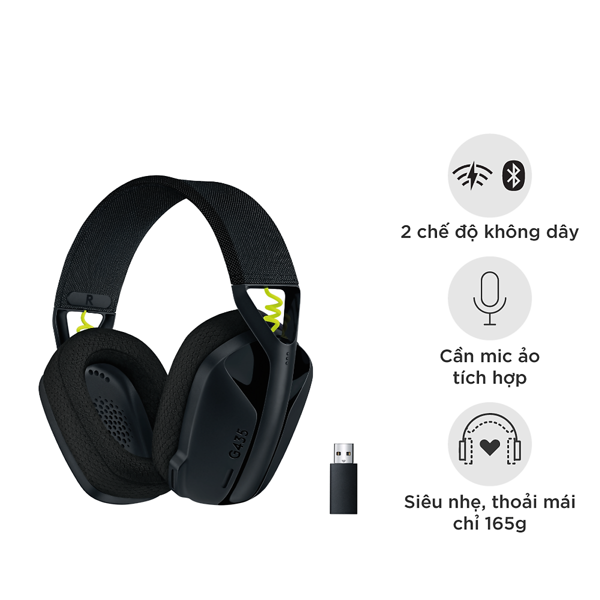 Tai nghe game không dây Bluetooth và Lighspeed Logitech G435 – Mic ảo tích hợp, nhẹ, tương thích PC, Điện thoại, PS4, PS5 - Hàng chính hãng - Màu