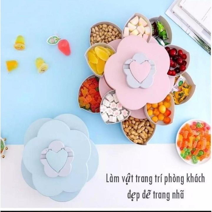 Khay Đựng Bánh Kẹo Mứt Tết xoay 2 tầng 10 cánh