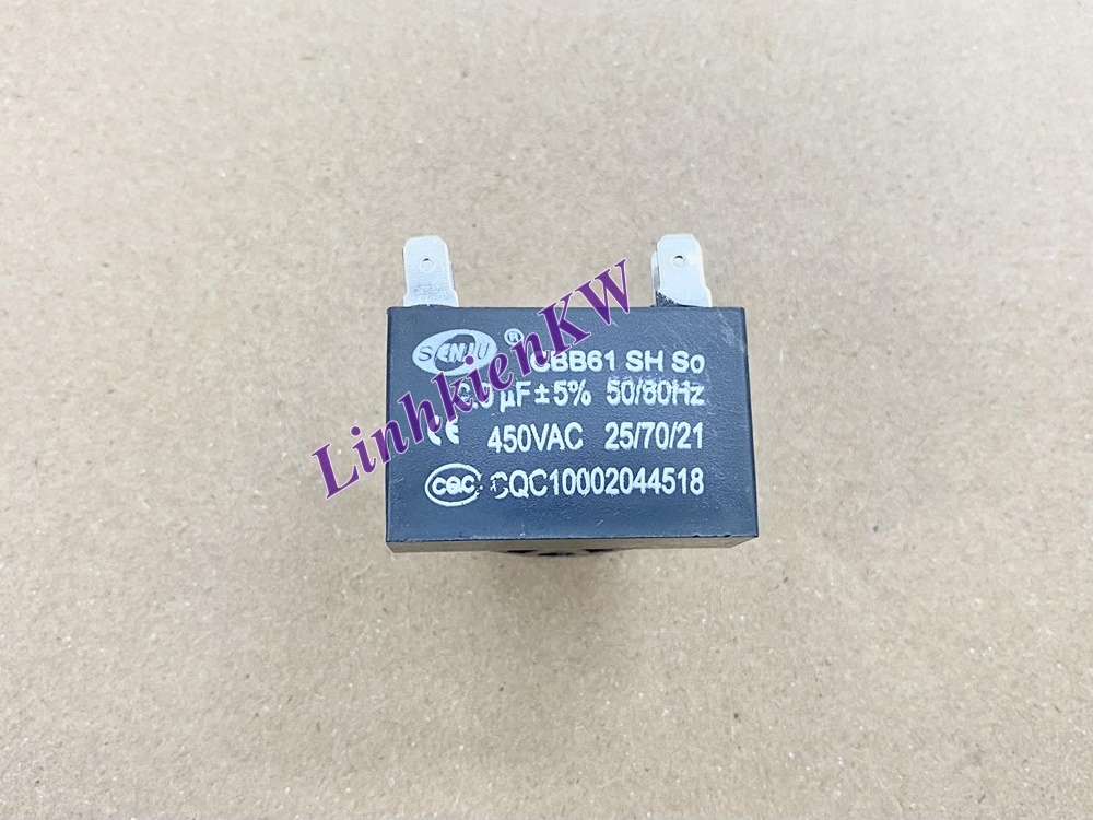 Tụ Quạt ĐIều Hòa 2uf 450v Chân Jack, Mới, Chính gốc 100%