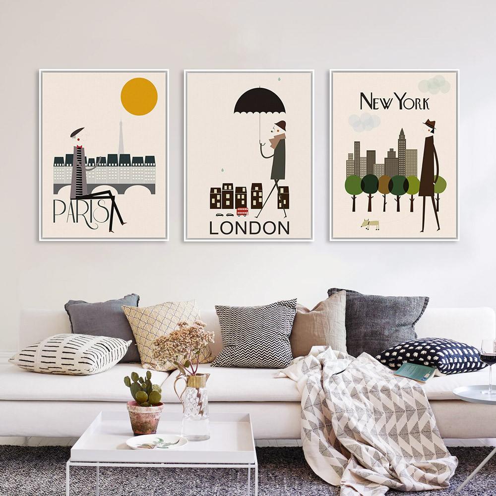 Tranh canvas treo tường Paris - Lon Don - Newyork