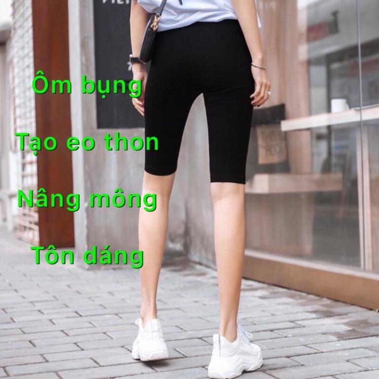 Quần legging nữ F&amp;H nâng mông cao cấp, Legging đùi, lửng, ngố co dãn 4 chiều Màu đen  size 35-65kg