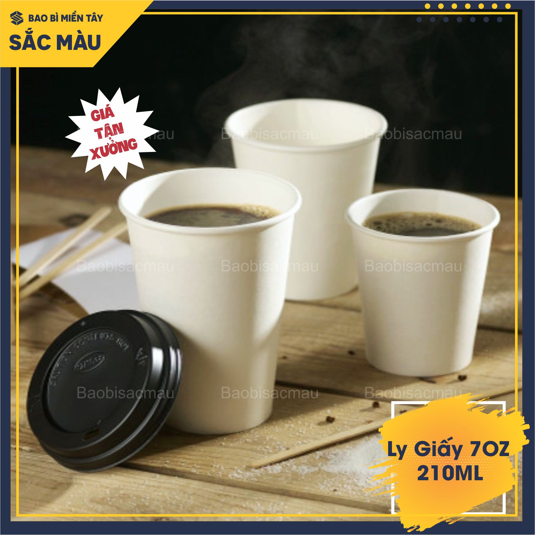 Sỉ 50 cốc giấy/ ly giấy uống nước văn phòng 7oz dung tích 210ML