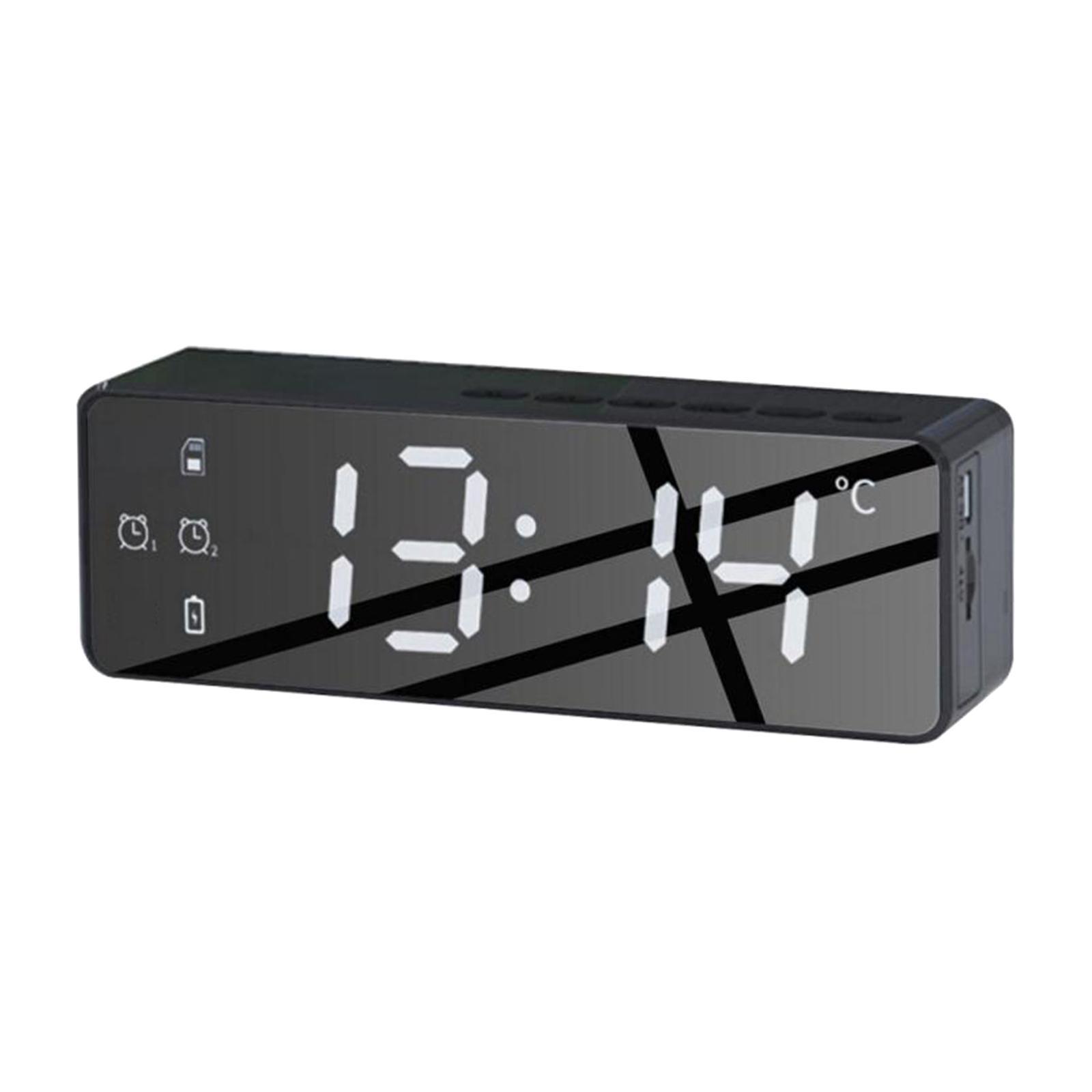 Bluetooth Speaker Large Display with Timer USB TF Card Desktop Bedside Black