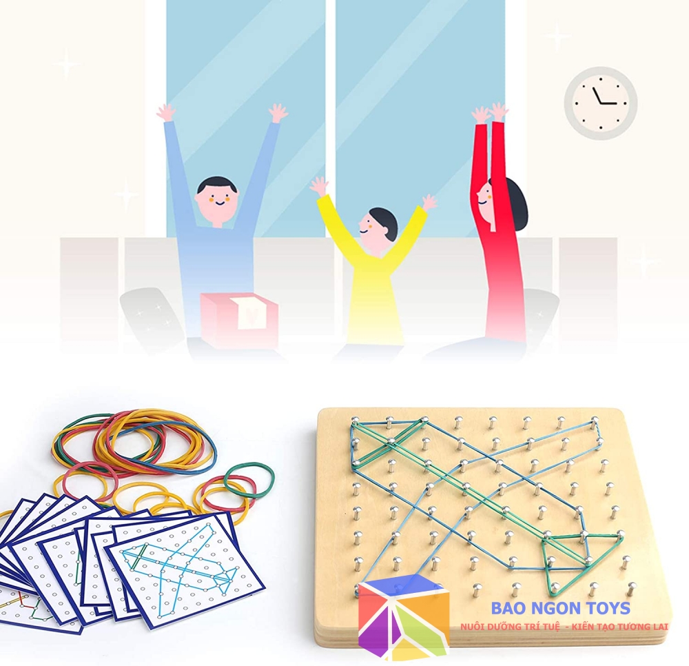 GIÁO CỤ TOÁN HỌC GEOBOARD GIÚP BÉ PHÁT TRIỂN TRÍ THÔNG MÌNH HÌNH HỌC VÀ SỰ SÁNG TẠO - BAO NGON TOYS - DG106