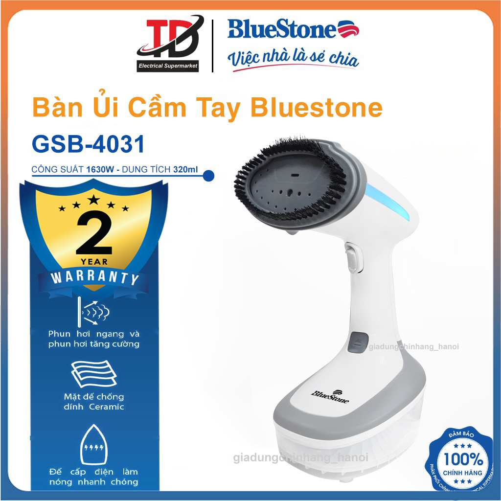 Bàn Ủi Hơi Nước Cầm Tay BlueStone GSB-4031,Công suất mạnh 1630W, Kiểu dáng nhỏ gọn, Hàng chính hãng