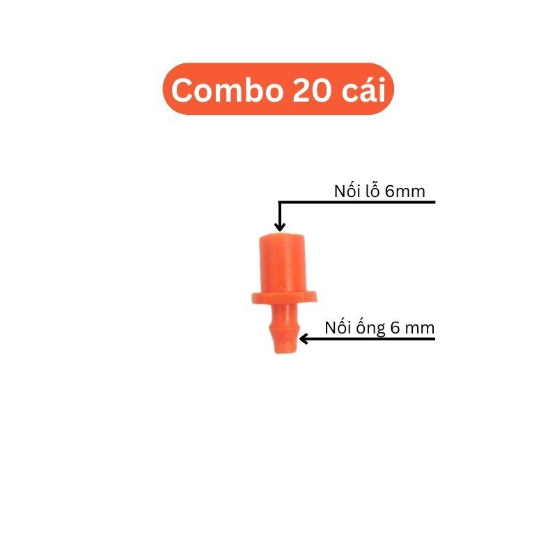 Combo 20 cái khởi thủy nối 1 đầu gân 1 đầu nối lỗ 6mm dùng trong tưới phun sương, phun mưa, nhỏ giọt