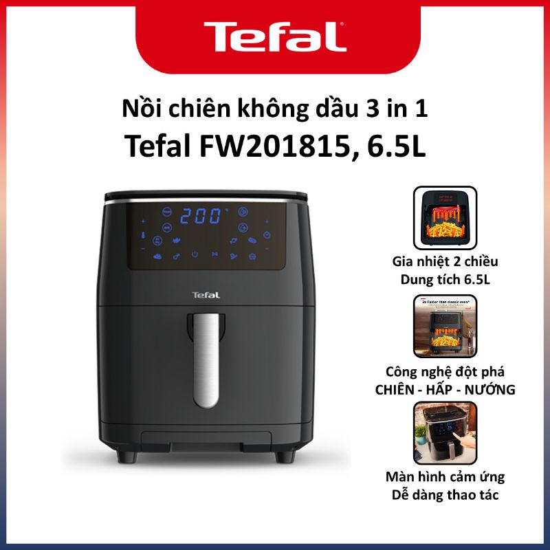 Nồi chiên không dầu kết hợp hấp và nướng điện tử Tefal FW201815- giỏ chiên 6.5L/1.6kg - Hàng chính hãng