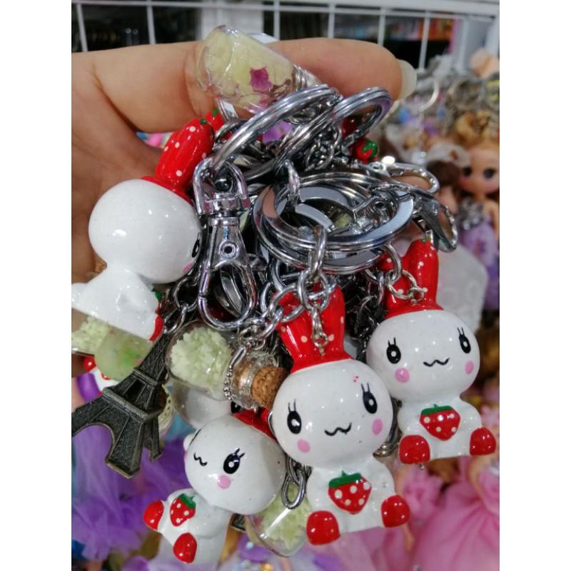 MÓC KHÓA THỎ CUTE GẮN LỌ DẠ QUANG, MÔ HÌNH THÁP EIFFEL, CHÌA KHOÁ