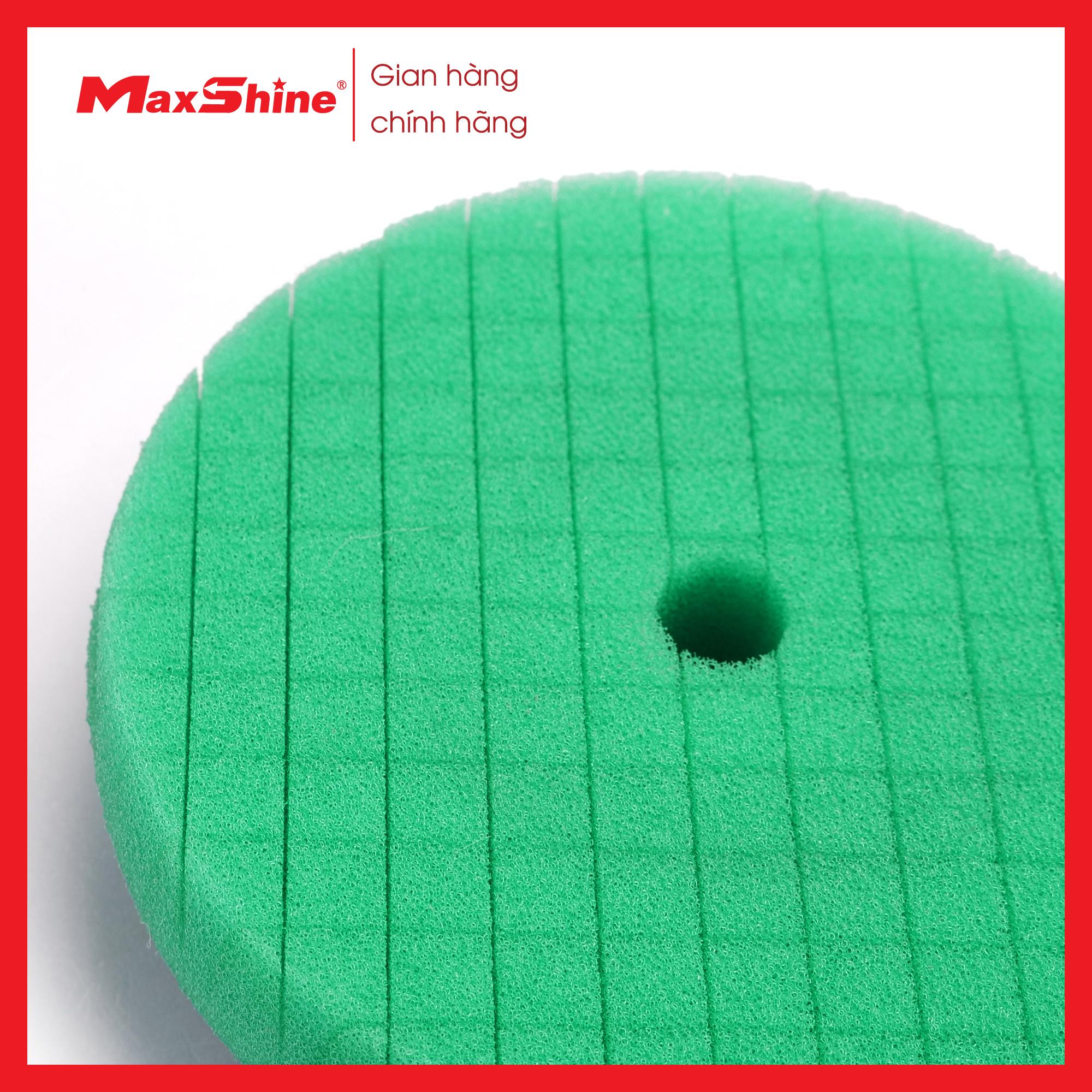 Phớt xốp/mút đánh bóng dạng Caro 5” inch phá xước Maxshine 2001135G làm từ xốp đặc biệt màu xanh lá cây, có khả năng chống ăn mòn và chống rách cao