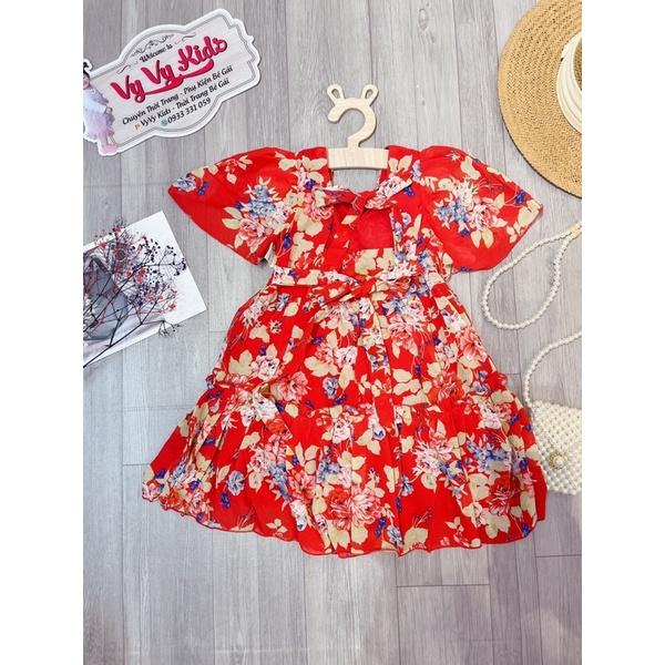 Đầm bé gái, váy bé gái hoa cột nơ lưng thời trang VyVy Kids Fashion